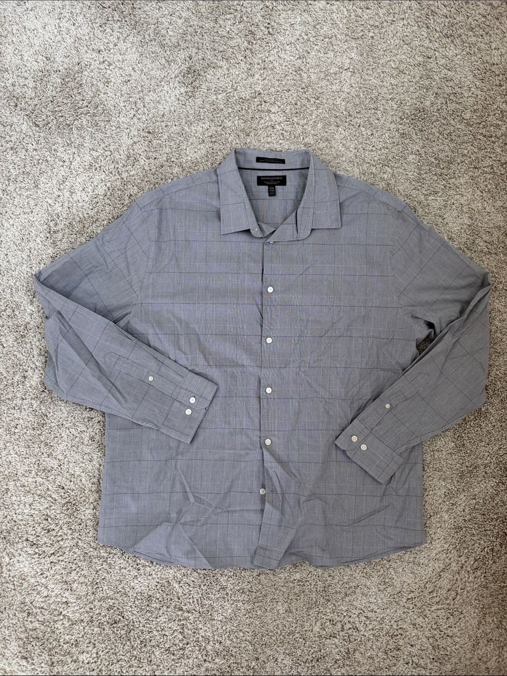 Banana Republic Gray Blue Plaid Dress Shirt
